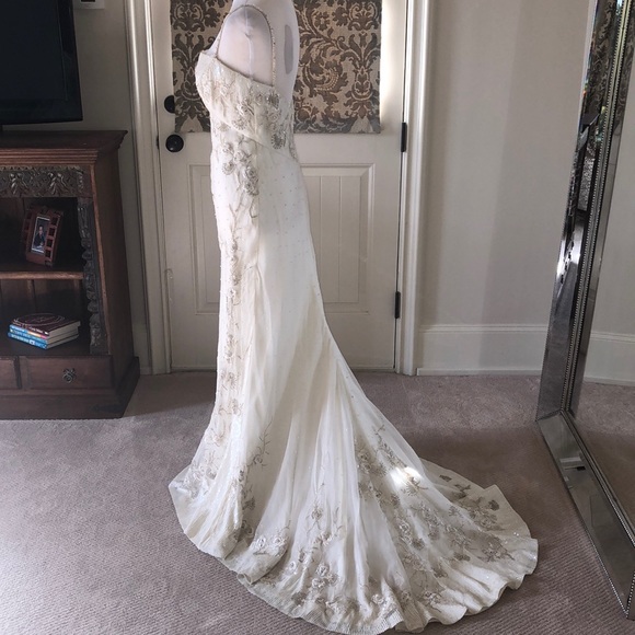 Lazaro Couture Silk Organza Bridal Gown Street Sz 6/Label 10 - Picture 6 of 12